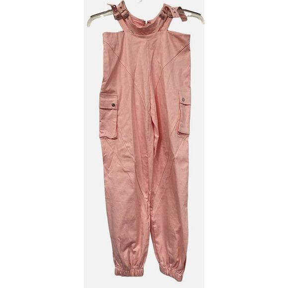 Adika Pale Pink Jumpsuit Overalls Double Shoulder Straps Patch Pockets Sz M NEW - Picture 1 of 8